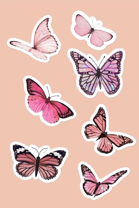 Hey guys! I run a small store on Redbubble called KyuubiArts. I sell affordable stickers. I would really love it if you could check it out sometime. Please support my small business. Aesthetic Pink Butterfly, Sampul Binder, Pink Butterfly Sticker, Pink Scrapbook Paper, Phone Cover Stickers, Boarders Designs For Projects, Pink Scrapbook, Printable Sticker Sheets, Printable Vintage Art