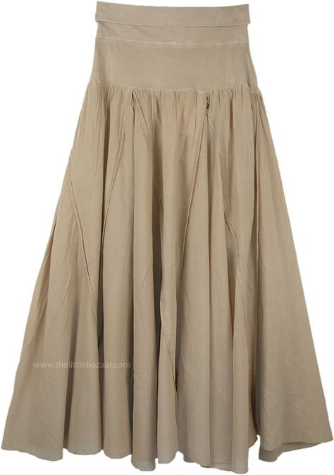 This flexible yoga waistband skirt in beige features an ankle length and full silhouette and it is stitched in vertical tiers giving the skirt an easy-going flow. This style hugs your hips beautifully and then the vertical tiers flow down to give the fullness and sway as you walk. #tlb #Patchwork #Misses #MaxiSkirt #Yoga #vacationclothing #beachwrap #Solid #fashiondeal #YogaWaistSkirt #BeigeCottonMaxiSkirt #FoldoverWaistLongCottonSkirt Fitted Beige Maxi Skirt With Elastic Waistband, Beige Fitted Maxi Skirt With Elastic Waistband, Beige Tiered Flowy Maxi Skirt, Fitted Beige Tiered Maxi Skirt, Beige Flowy Tiered Maxi Skirt, Relaxed Beige Tiered Maxi Skirt, Beige Relaxed Tiered Maxi Skirt, Bohemian Style Solid Color Gathered Maxi Skirt, Solid Bohemian Maxi Skirt With Gathered Detail