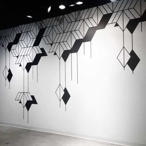 Wall Drawing Bedroom Art Ideas, Wall Drawing Bedroom, Bedroom Art Ideas, Drawing Bedroom, Simple Wall Paintings, Tape Wall Art, Wall Drawings, Geometric Artwork, Diy Wall Painting