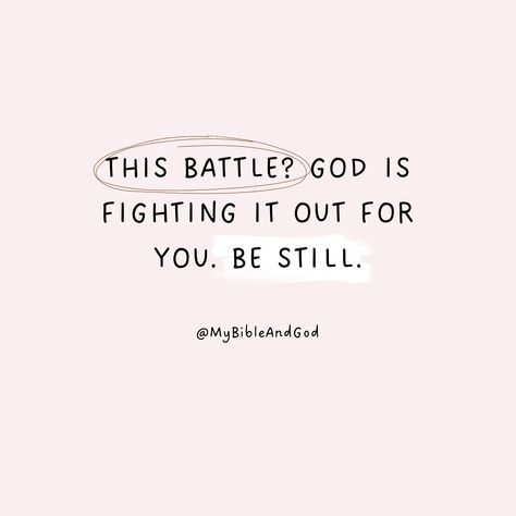 There is no gainsaying the fact that we are constantly engaged in warfare. The good news is that every child of God has access to a warrior who has never lost before. Whatever battles you’re fighting, let the Lord fight your battles for you. He has never lost any battle!!! 👉 “Be still and know (recognize, understand) that I am God. I will be exalted among the nations! I will be exalted in the earth.” (Psalms‬ ‭46:10‬ ‭AMP) 👉 The Lord will fight for you; you need only to be still. (Exodus‬ ... God Give His Toughest Battles Quotes, Battle Quotes, Story Quotes, Christian Motivation, Bible Motivation, Let God, Bible Truth, Dear God, Faith In God