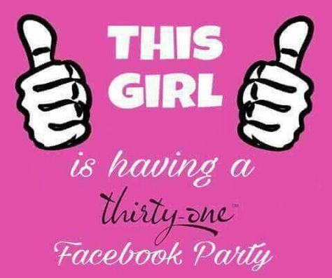 Facebook Party Graphics, Party Graphic, Thirty One Party, Facebook Party, Thirty One Bags, Social Selling, Thirty One, Thumbs Up, Peace Gesture