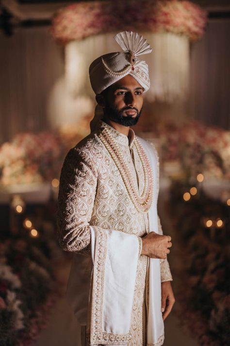 Take a look at the stunning wedding attire of the groom during this beautiful wedding ceremony. This is sure to get you excited for your big day! | HILTON COLUMBUS AT EASTON WEDDING | Planner : B3 Event Management | Floral : Weddings InStyle Inc. | Portrait Photography | Wedding Details | Indian Wedding Photoshoot | Mens Wedding Poses, Indian Groom Aesthetic, Indian Groom Poses Portraits, Indian Groom Portraits, Wedding Look For Groom, Indian Wedding Groom Poses, Groom Shoot Poses, Muslim Groom Poses, Indian Groom Photoshoot