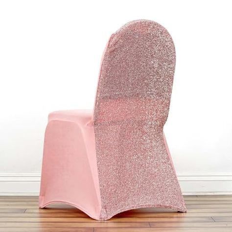 Tableclothsfactory 30PCS Rose Gold Spandex Stretch Banquet Chair Cover with Metallic Glitte Dinning Event Slipcover for Wedding Party Party Chair Covers, Rose Gold Chair, Floral Graduation Party, Chair Covers Party, Banquet Chair Covers, Party Chairs, Gold Chair, Chair Covers Wedding, Spandex Chair Covers