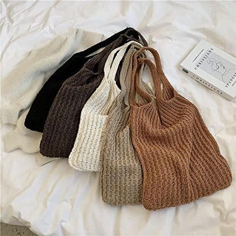 Amazon.com: Aesthetic Hobo Bag Cottagecore Aesthetic Tote Bag Fairy Grunge Hobo Bags Cottagecore Bag Fairycore Hobo Bag (Beige) One Size : Clothing, Shoes & Jewelry Amigurumi Flower, Flower Bags, Hand Knit Bag, Tote Crochet, شال كروشيه, Knitting Tote Bag, Knitting Tote, Mode Crochet, Handmade Purse