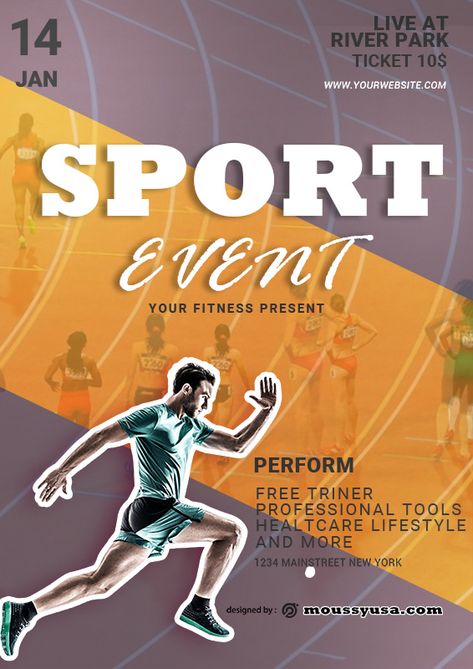 10 Examples Of Sports Event Poster Templates   Many sports events are admired because if you already see, the match will be carried away. Now many, sports events are broadcast starting on television or via the internet, such as YouTube Sports Event Poster, Sport Event Poster, Sports Videography, Sports Day Poster, Poster Design Competition, Event Background, Event Poster Template, Poster Creative, Fitness Event