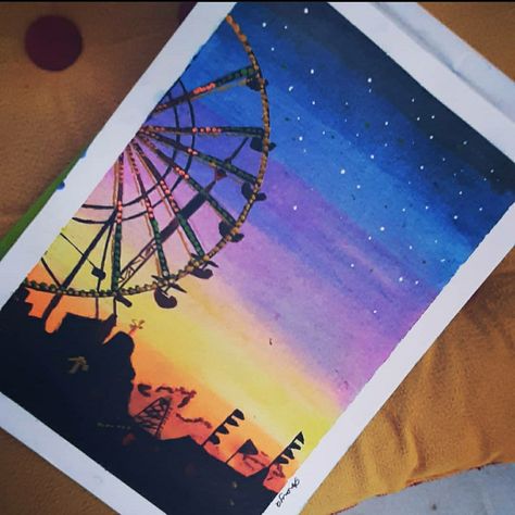 Canvas Photoshoot, Ferris Wheel Aesthetic, Wheel Aesthetic, Vinyl Art Paint, Sunset Canvas Painting, The Art Sherpa, Modern Art Canvas Painting, 8mm Film, Sky Art Painting