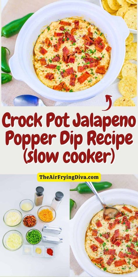 Crock Pot Jalapeno Popper Dip Recipe Peppers And Cream Cheese, Slow Cooker Appetizer, Popper Dip Recipe, Jalapeno Popper Dip Recipe, Recipes With Mozzarella Cheese, Dip Recipes Hot, Slow Cooker Appetizers, Recipe Slow Cooker, Jalapeno Popper Dip