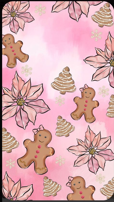 Gingerbread House Wallpaper Iphone, Gingerbread Iphone Wallpaper, Pink Gingerbread Wallpaper, Pink Christmas Iphone Wallpaper, Christmas Iphone Wallpaper, Pink Wallpaper Laptop, Wallpapers Christmas, Xmas Printables, Holiday Wallpapers