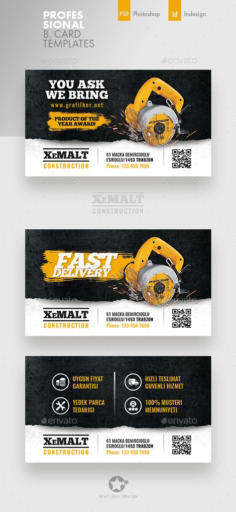 Construction Business Card Templates Craft Business Cards, Clever Business Cards, Construction Business Cards, Company Business Cards, Buisness Cards, Business Cards Layout, Business Card Template Psd, Business Cards Photography, Vintage Business Cards