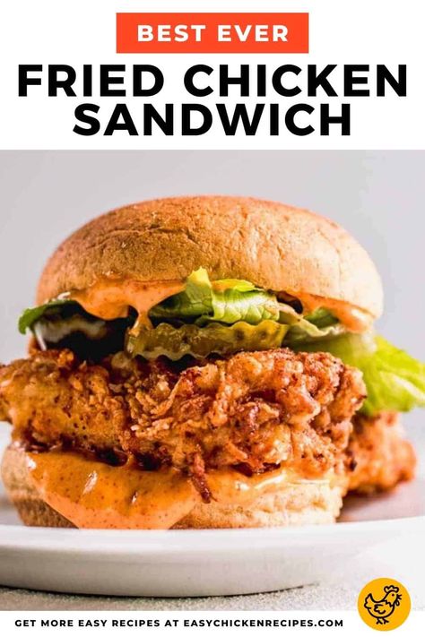 Chicken Breast Sandwich Recipes, Chicken Sandwich Sauce, Fried Chicken Sandwich Recipe, Juicy Fried Chicken, Chicken Breast Sandwich, I Lost 100 Pounds, Chicken Sandwich Recipe, Crispy Chicken Burgers, The Best Fried Chicken