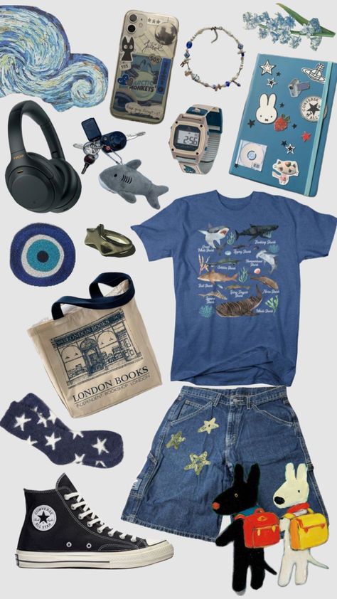 Cute blue outfit #shark #sharkoutfit Shark Clothes, Geeky Clothes, Silly Clothes, Funky Outfits, Vibe Clothes, Swaggy Outfits, Blue Outfit, Really Cute Outfits, Dream Clothes