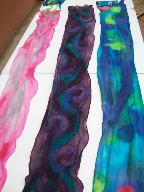 Felted Scarf Tutorial, Dry Felting, Nuno Felting Tutorial, Wet Felting Tutorial, Local Yarn Shop, Wet Felting Projects, Nuno Felt Scarf, Wool Felt Projects, Needle Felting Tutorials