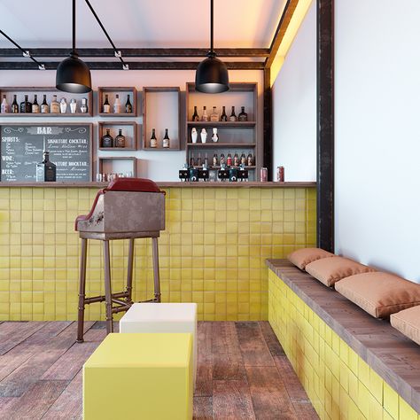 Banquette Restaurant, Ceramic Tile Colors, Tile Counters, Colourful Tile, Zellige Tile, Clay Tiles, Interior Photo, Handmade Tiles, Interior Trend