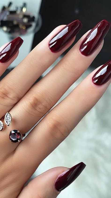 Ongles Gel Violet, Red Nail Art Designs, Fall Nail Polish, Wine Nails, Video Makeup, Nail Polish Colors Fall, Red Nail Art, Nagellack Trends, Red Acrylic Nails