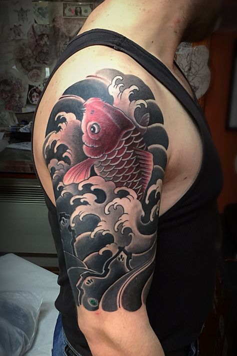 Pez Koi Tattoo, Bonsai Tattoo, Salmon Tattoo, Koi Tattoos, Cover Up Tattoos For Men, Japanese Koi Fish Tattoo, Koi Tattoo Sleeve, Chris Garver, Koi Tattoo Design