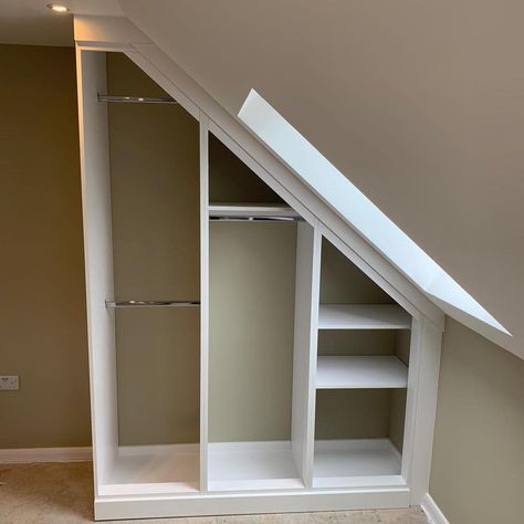 Beckenham Interiors | 2 walls of fitted wardrobes installed this week to this newly converted loft bedroom in Shortlands, Kent (doors to follow) #loft… | Instagram Loft Conversion Wardrobes, Loft Bedroom Decor, Converted Loft, Loft Conversion Bedroom, Attic Wardrobe, Bedroom Built In Wardrobe, Bespoke Wardrobe, Attic Loft, Loft Storage