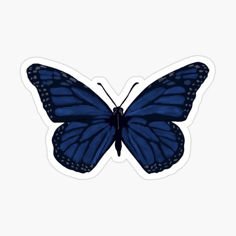 Butterfly Blue Aesthetic, Blue Butterfly Icon, Dark Blue Aesthetic Stickers, Handcrafts Ideas, Roket Air, Dark Blue Stickers Aesthetic, Dark Blue Journal Stickers, Blue Theme Stickers Printable, Bi Stickers