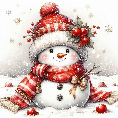 Cute Snowmen Paintings, Snowman Images Printable, Vintage Snowman Images Free Printable, Snowman Drawing Ideas, Cute Snowmen Drawings, Christmas Snowman Painting, Snowman Pictures, Christmas Writing Paper, Girl Snowman