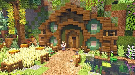 Minecraft Hobbit Hole, Minecraft Jungle House, Minecraft Cave House, Casa Hobbit, Minecraft Farm, Minecraft Cottage, Easy Minecraft Houses, Minecraft House Tutorials, Cute Minecraft Houses