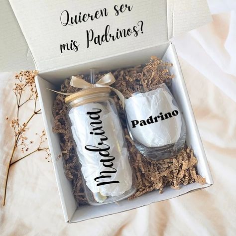 BelierHandmade - Etsy Padrinos Proposal, Godparent Request Ideas, Godparent Request, Godparent Proposal, Godparent Gifts, Personalized Wine Glass, Proposal Box, Proposal Gifts, God Parents