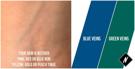 Genius hacks for figuring out your skin tone Vein Color Skin Tone, Blue Veins Skin Tone, Undertone Skin Chart Vein, Tone Examples, Neutral Skin Tone, Perfect Red Lipstick, Green Veins, Skin Undertones, Coral Blush