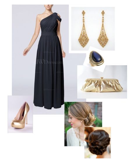 One Shoulder Navy Formal with gold accessories #oneshoulder, #navyblue, #Gold, #Gold, #formalupdohair, #classy Formal Updos, Navy Gown, Gold Accessories, Navy Dress, Gold Zipper, Gold Gold, Gold Jewelry, One Shoulder, Prom Dresses