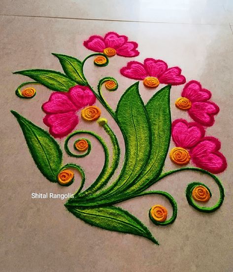 Rangoli Designs For Deepawali, Simple Color Rangoli Designs, Navratri Rangoli Design Simple, Easy And Best Rangoli Designs, Ragoli Color Design Simple, Trending Rangoli Design, Rangoli Designs Flower Simple, Ragoli Color Design, Dasara Rangoli Designs