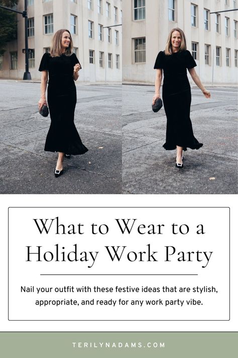 Wondering what to wear to your holiday work party? This guide is your go-to for finding the perfect balance between festive and professional. From jewel tones to classic cocktail dresses, I’ve got outfit ideas for every dress code. Stay chic while keeping it appropriate! #HolidayStyle #WorkPartyLooks #FestiveFashion Cocktail Dress For Office Party, Holiday Dress Cocktail, Company Party Dress, Professional Holiday Party Outfit, Festive Work Outfits, Christmas Work Party Dress, Cocktail Dress Work Event, Corporate Party Outfit, Work Cocktail Party Outfit