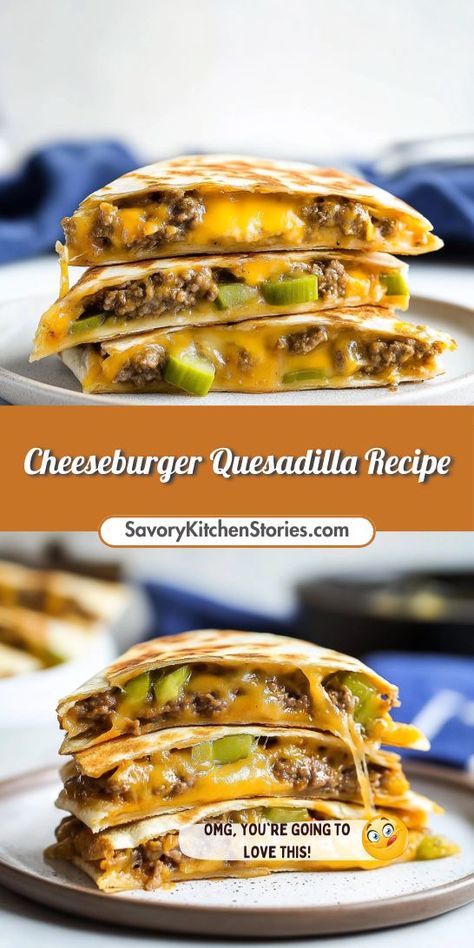 Looking for a creative way to spice up dinner? This Cheeseburger Quesadilla Recipe combines comfort food with a fun twist. Be sure to save it for your future dinner ideas and impress your loved ones! Quesadilla Cones, Mini Quesadillas Appetizers, Quessidla Recipes, Quesadilla Appetizers, Cheeseburger Taquitos, Cheeseburger Quesadilla Recipe, Recipes Quesadillas, Country Food Recipes, Burger Quesadilla