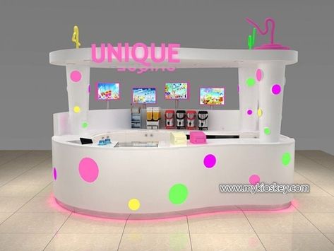 creative unique bubble tea kiosk smoothies kiosk design for sale Bubble Tea Kiosk, Kiosk Store, Tea Store Design, Juice Stand, Postres Keto, Mall Kiosk, Postre Keto, Tea Store, Summer Things