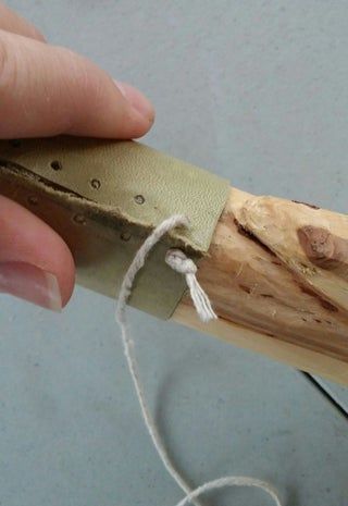 How to Make a Leather Handle for a Walking Stick: 6 Steps (with Pictures) Spirit Sticks, Talking Sticks, Walking Staff, Hiking Staff, Hand Carved Walking Sticks, Michaels Craft, Wooden Walking Sticks, Walking Sticks And Canes, Hiking Sticks