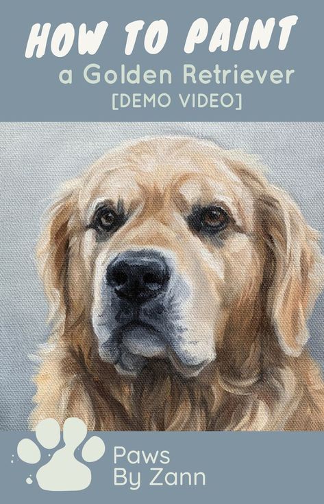 Paintings Of Golden Retrievers, How To Paint A Golden Retriever, Golden Retriever Oil Painting, Golden Retriever Painting Easy, Golden Retriever Painting Acrylics, Golden Retriever Painting, Dogs Watercolor, Golden Retriever Gif, Painted Dogs