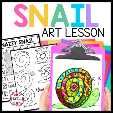 How To Create Your Best Silly Snail Art — Party in the Art Room Snail Artwork For Kids, Snail Artwork, Summer School Art, Snail Craft, Art Sub Lessons, Zoo Art, Snail Art, Summer Art Projects, 2nd Grade Art