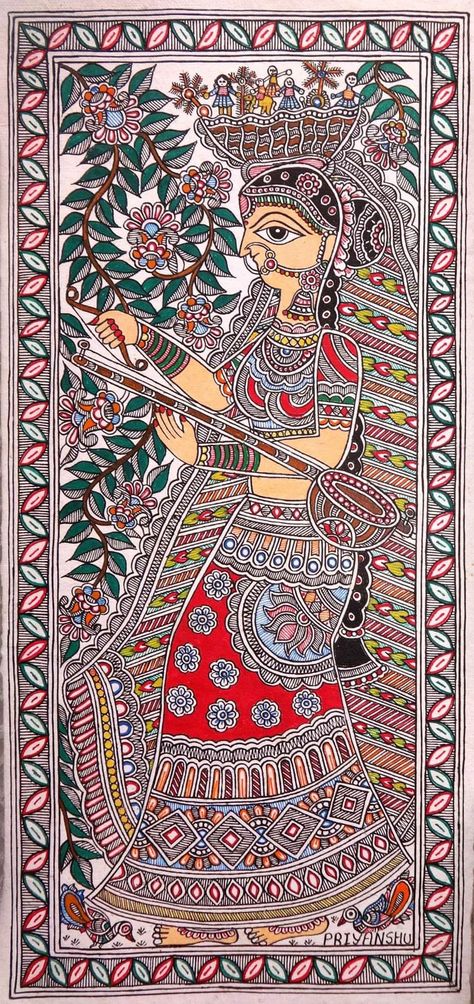 Best Madhubani Paintings, Madhubani Paintings On Canvas, Madhubani Sketch, Madhubani Art Krishna, Madhubani Drawing Indian Paintings, Madhubani Art Design, Madhubani Paintings Peacock, Mithila Painting, Madhubani Paintings