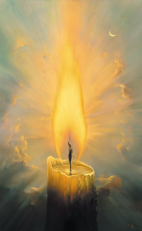 CANDLE | Vladimir Kush - Kush Fine Art Salvador Dali Paintings, Dali Paintings, Figurative Kunst, Spiritual Artwork, Visionary Art, Arte Fantasy, Ethereal Art, Salvador Dali, Spiritual Art