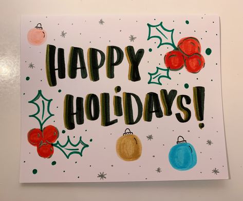 Christmas Cards For Elderly, Christmas Cards For Nursing Home Residents, Christmas Cards For Nursing Home, Happy Holidays Card Diy, Holly Ornament, Sending Sunshine, Chrismas Cards, Key Club, Homemade Holiday Cards