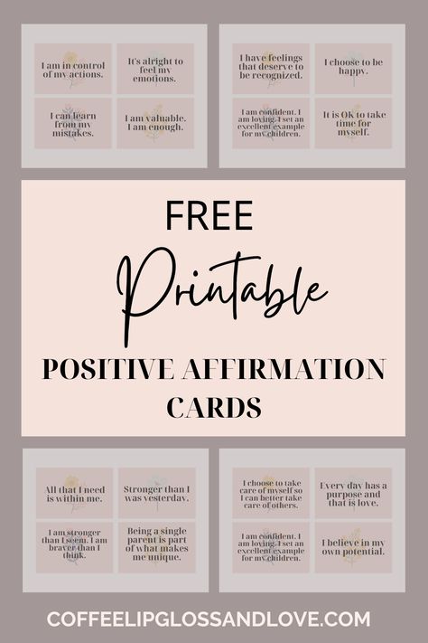 Free Printable Positive Affirmation Cards #AffirmationCards #PositiveVibes #SelfLove #DailyAffirmations Printable Positive Affirmations, Health Affirmations, Positive Affirmation Cards, Powerful Affirmations, Single Moms, Positive Quotes For Life Motivation, Affirmations For Women, Quotes About Motherhood, Daily Positive Affirmations