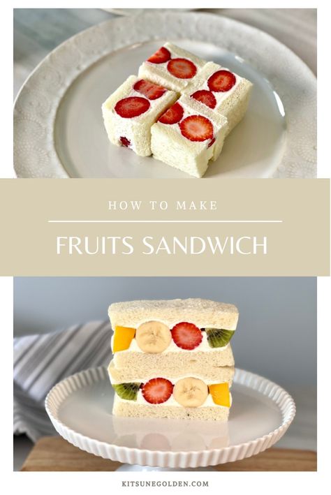 Fruit Sando Recipe, Japanese Fruit Sandwiches, Party Finger Sandwiches, Sando Recipe, Japanese Fruit Sandwich, Japanese Tea Party, Fruit Sando, Wipped Cream, Japanese Sandwich