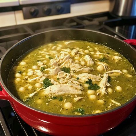 Crockpot Chicken Pozole Verde, Pazole Soup, Mexican Chicken Pozole Verde, Pazole Soup Chicken Easy, Easy Green Pozole Recipe Chicken, Green Chicken Pozole, Pazole Soup Mexican Posole Chicken, Easy Pozole Recipe, Chicken Pozole Verde