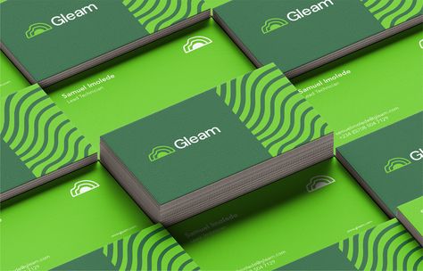 Gleam Brand Identity on Behance Green Brand Identity Design, Financial Branding, Green Brand Identity, Green Energy Design, Energy Branding, Green Business Card Design, Green Energy Logo, Hi Tech Logo, Energy Logo Design