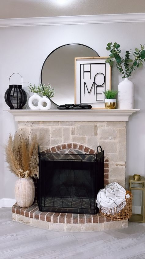 Black Circle Wall Mirror 36 Inch … curated on LTK Round Mirror On Mantle, Simple Mantle Decor With Mirror, Mantle Decor With Round Mirror, Mantel Decorating Ideas With Mirror, Mirror On Mantle, Boho Fireplace Mantle, Boho Fireplace Mantle Decor, Round Mirror Over Fireplace, Mantle Decor With Mirror