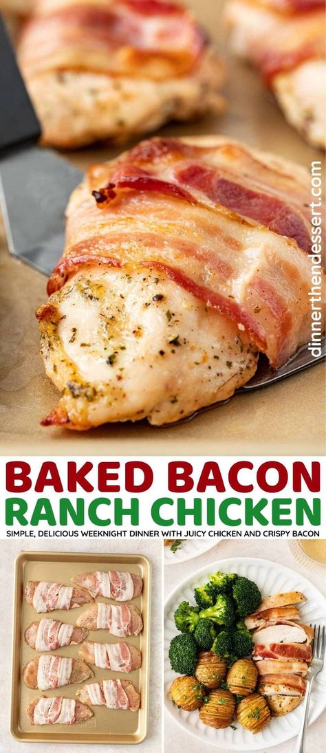 Chicken Bacon Ranch Bake, Chicken Bacon Recipes, Chicken Breast With Bacon, Bacon Ranch Chicken, Bacon Dinner, Ranch Chicken Recipes, Ranch Mix, Chicken Breast Recipes Baked, Ranch Recipe