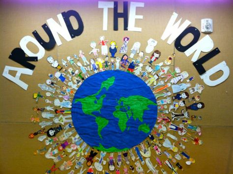 Around the World Bulletin Board Multicultural Bulletin Board, Around The World Bulletin Board, World Bulletin Board, Meri Cherry, Cultures Of The World, Around The World Theme, Harmony Day, Library Bulletin Boards, Teacher Craft