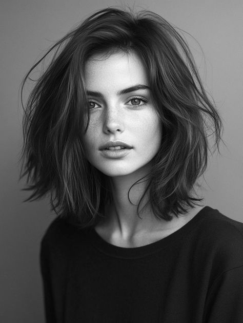 Top Shoulder-Length Haircuts: Versatile and Stylish Ideas for Every Occasion Lob Haircut Shoulder Length, Braided Bun Hairstyles, Dark Shoulder Length Hair, Oval Face Hairstyles, Lesbian Haircut, Lob Haircut, Shoulder Length Layered, Top Braid, Wavy Hairstyles Medium