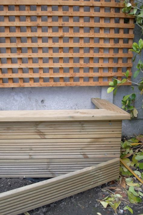 leftover decking ideas Leftover Deck Boards Projects, Pots On Decking Ideas, Decking Edging Ideas, Deck Board Planters, Leftover Decking Ideas, Decking Board Planters, Old Decking Boards Diy Projects, Deck Boards Ideas, Decking Planters Ideas