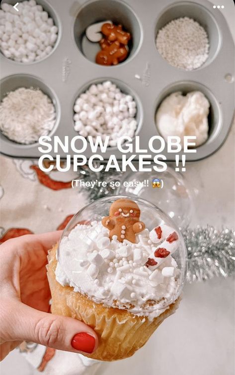 Christmas Cupcakes Snowglobe, Snowglobe Cupcakes, Ornament Cupcakes, Globe Cookies, Snowglobe Cookies, Snow Globe Cupcakes, Jumbo Cupcakes, Winter Cupcakes, Santa Cupcakes