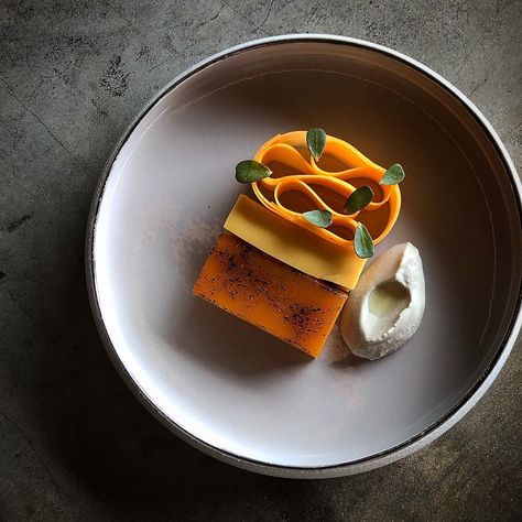 Pumpkin Tofu, Caramelized Pumpkin, Pickled Pumpkin, Sunflower Seed Puree, Pumpkin Stock Poured Table Side Pickled Pumpkin, Caramelized Pumpkin, Pumpkin Tofu, Puree Pumpkin, Taiwanese Cuisine, Pumpkin Sunflower, Taiwan Food, Bistro Food, Fine Dining Recipes