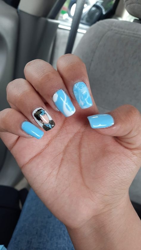 Zayn Malik Nails Inspired, Icarus Falls, Blue And White Nails, Wide Nails, Natural Nail Art, Nails Inspired, Inspired Nails, White Nail Polish, Nail Envy