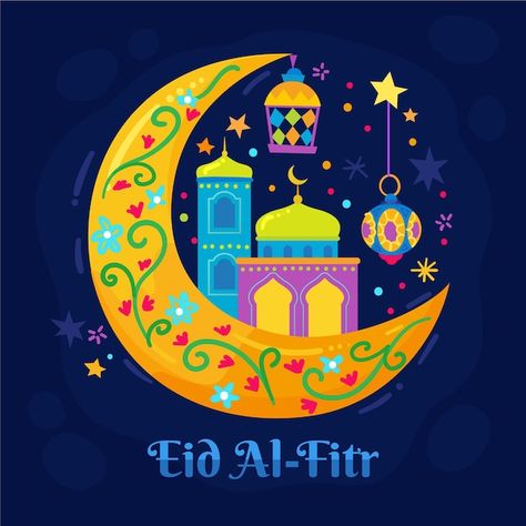 Hand drawn eid al-fitr illustration | Free Vector #Freepik #freevector #islamic #hand-drawn #ramadan #celebration Eid Mubarak Illustration, Certificate Design Inspiration, Poster Islam, Identity Artwork, Eid Mubarak Pic, Poster Ramadhan, Fitr Eid, Festival Paint, Children's Drawing