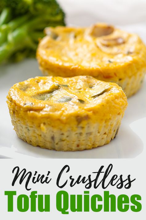 Vegan Gluten Free Brunch, Vegan Mini Quiche, Tofu Popcorn, Vegan Savory Breakfast, Uni Recipes, Wfpb Meals, Wfpb Breakfast, Vegan Frittata, Vegan Finger Foods